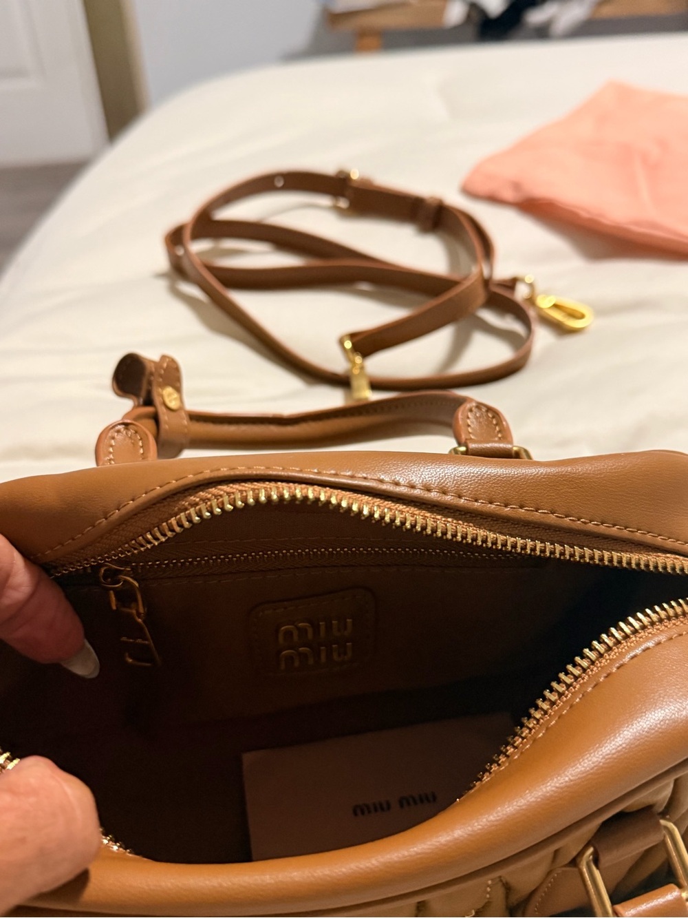 Miu Miu Quilted Matelassé Satchel in Brown with Gold Hardware - Picture 6 of 13